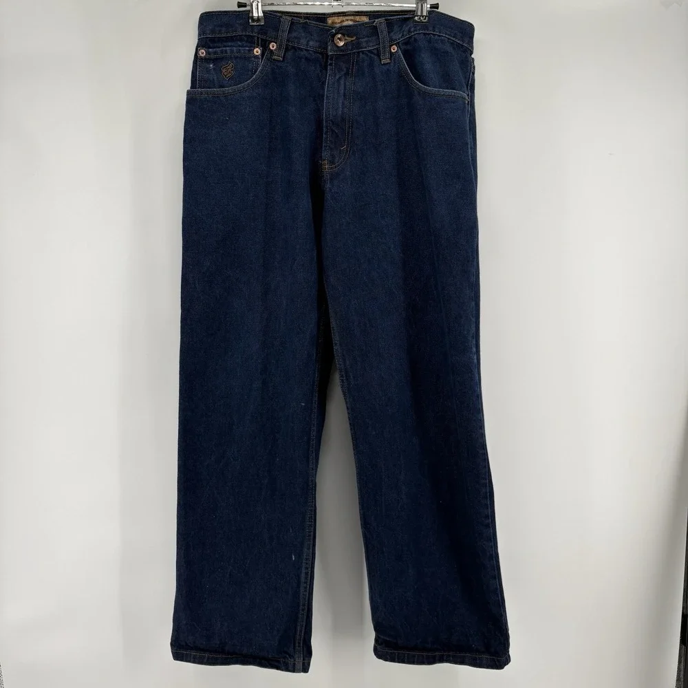 Vintage Rocawear Jeans 33x30 Dark Wash Baggy Loose Y2K Skater Hip Hop Streetwear